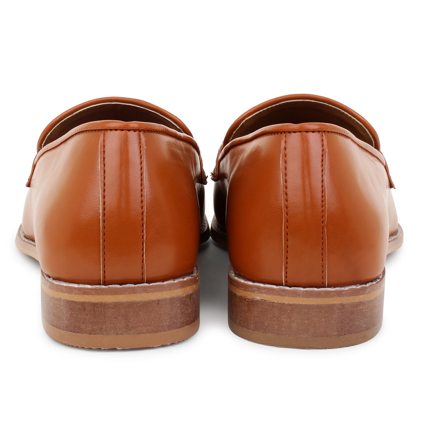 Woven Leather Slip Ons with Saddle - Tan