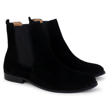 Italian Suede Leather Boots - Black
