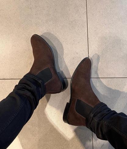 Italian Suede Leather Boots - Brown
