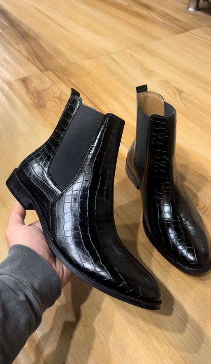 Premium Croco Boots - Black